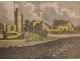 Engraving watercolor Maidstone Kent College 18th
