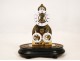 Skeleton clock and alarm unit fractions, under glass, in gilt brass nineteenth
