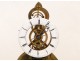 Skeleton clock and alarm unit fractions, under glass, in gilt brass nineteenth