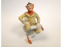 Biscuit Figurine Harlequin Polychrome 19th