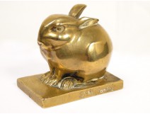Gilded bronze sculpture, Rabbit Jewelry, signed EMSandoz and foundry Susse Frères Paris, twentieth
