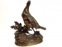 Bronze sculpture, or Hen Pheasant Partridge, signed J. Moigniez, nineteenth