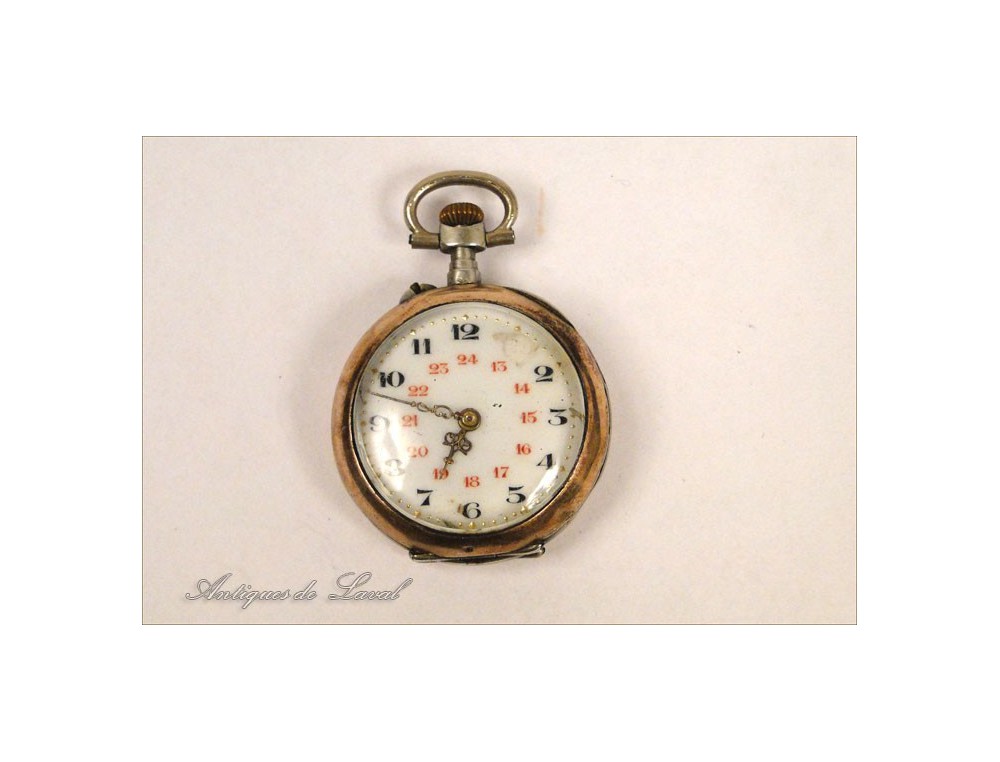 Montre Gousset Mécanique En Argent Massif Art Nouveau - Ancienne
