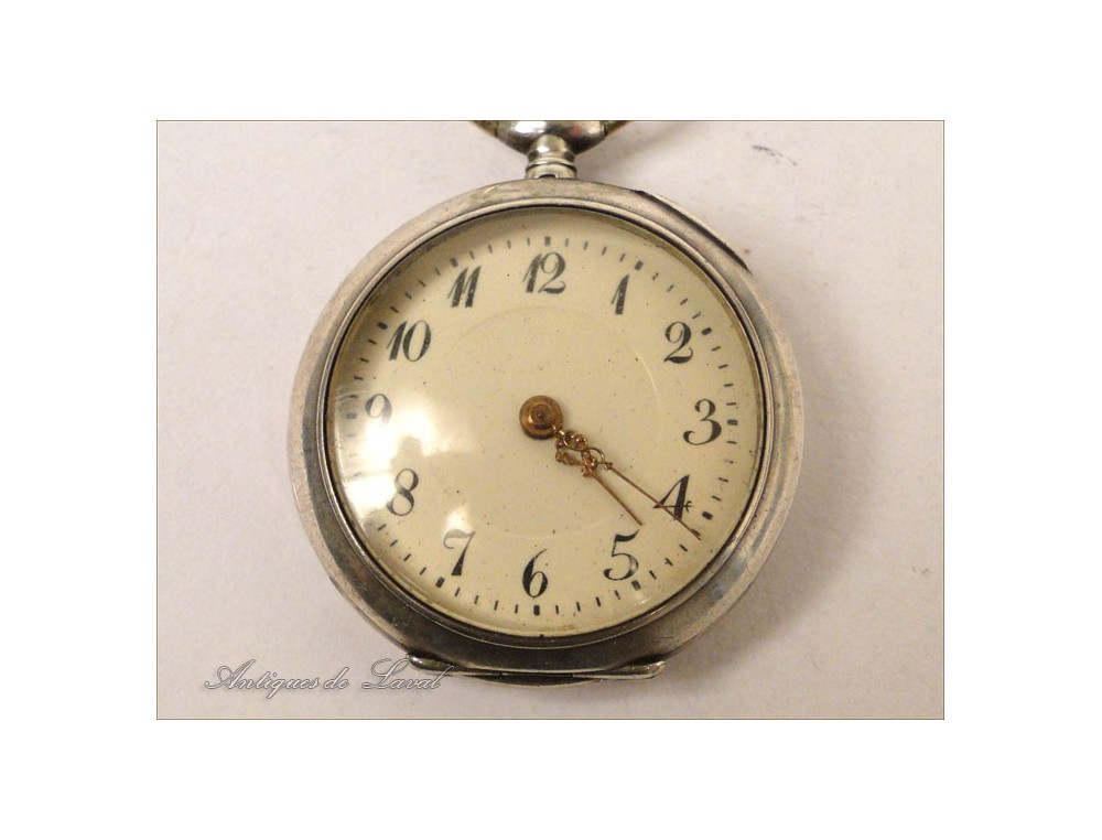 Montre Gousset Antique En Argent 800 - Mécanique à Remontage Manuel - Occasion