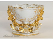 Porcelain Vase Flowers Gilding NAPIII Paris 19th
