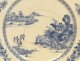 Porcelain dish Compagnie des Indes Blue Pagoda Landscape Kangxi 18th