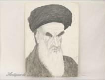 Cartoon drawing Ayatholla Khomeini J.Mola 1980