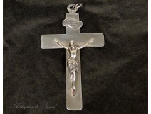 Christ Crucifix Cross Sterling Silver Sacred Heart 19th