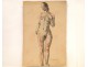 Drawing Watercolor Nude Woman Study Laigneau Villeneuve Dumas 20th