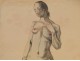 Drawing Watercolor Nude Woman Study Laigneau Villeneuve Dumas 20th