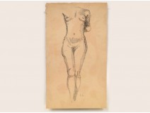 Drawing Nude Woman Study Laigneau Villeneuve Dumas 20th