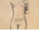 Drawing Nude Woman Study Laigneau Villeneuve Dumas 20th