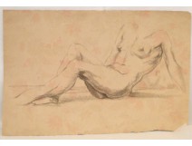 Study Drawing Nude Woman Model Laigneau Villeneuve Dumas 20th