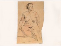 Study Drawing Nude Woman Model Laigneau Villeneuve Dumas 20th