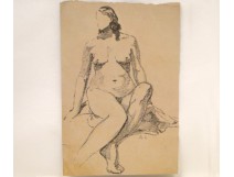Study Drawing Nude Woman Model Laigneau Villeneuve Dumas 20th