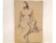 Study Drawing Nude Woman Model Laigneau Villeneuve Dumas 20th