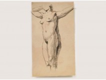 Study Drawing Nude Woman Model Laigneau Villeneuve Dumas 20th