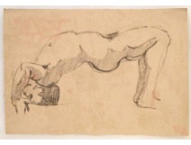 Study Drawing Nude Man Model Laigneau Villeneuve Dumas 20th