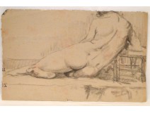 Study Drawing Nude Woman Model Laigneau Villeneuve Dumas 20th