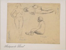 Naked Woman Drawings Study Colarossi 20th