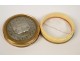 Pill box brass golden, decorated with flowers, eighteenth