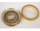 Pill box brass golden, decorated with flowers, eighteenth