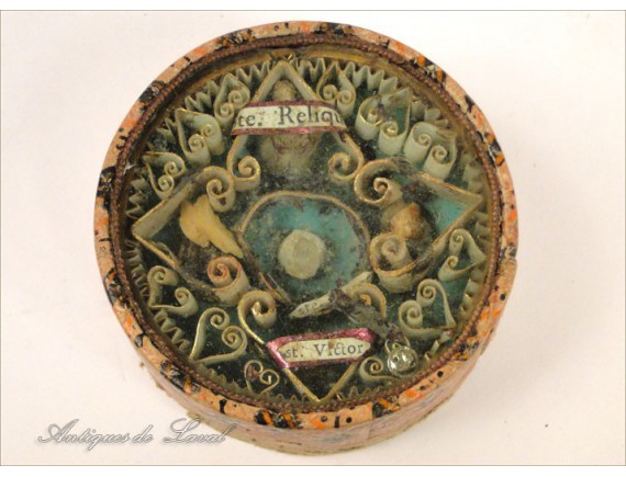 Reliquaire De Voyage Ancien - Paperolles, Broderie, Peinture, Reliques, XVIIIe, Argent Massif