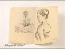 Naked Woman Drawings Study Colarossi 20th