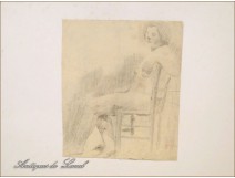 Naked Woman Drawings Study Colarossi 20th