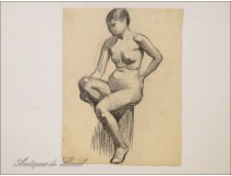 Naked Woman Drawings Study Colarossi 20th