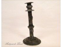 Flowers Art Nouveau Pewter candlestick 19th