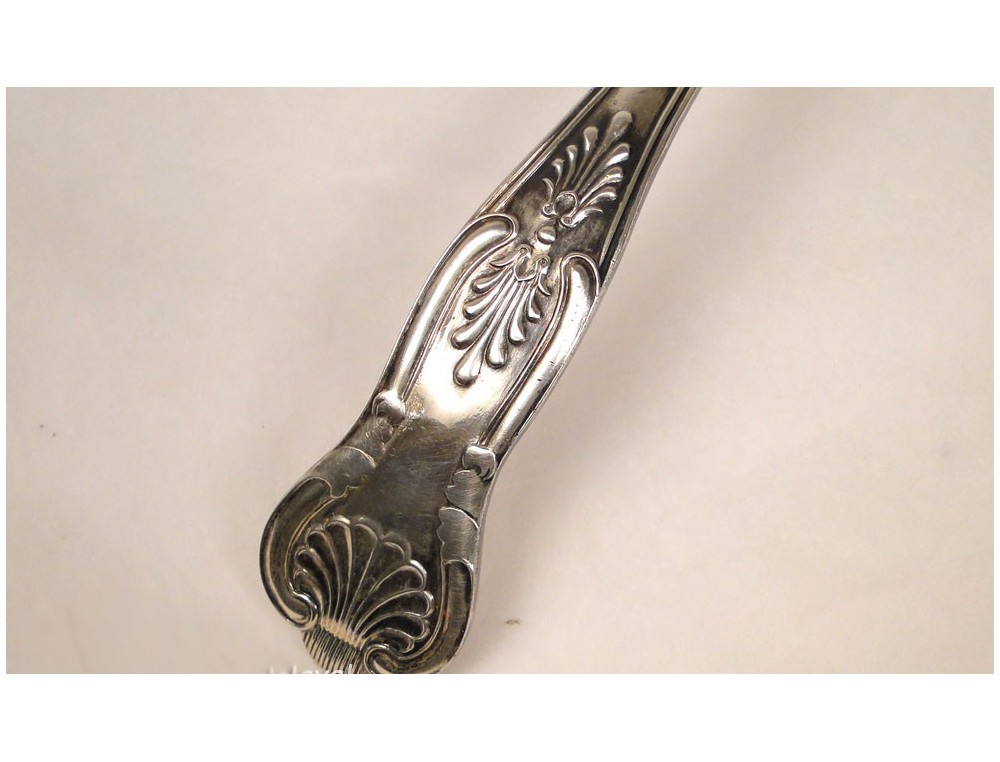 Louche à Soupe Ancienne En Plaqué Argent - Motif Kings - 20 Cm - J.Round Sheffield