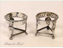 Pair of solid silver salt XVIII Rooster