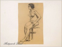 Naked Women Drawings Study Colarossi 20th