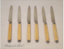 6 silver knives Minerva Napoleon III nineteenth