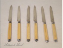 6 silver knives Minerva Napoleon III nineteenth