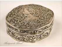 Sterling silver box 19th century English portrait