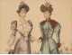 Engraving Illustrated Women Fashion Elegant Garden 19th