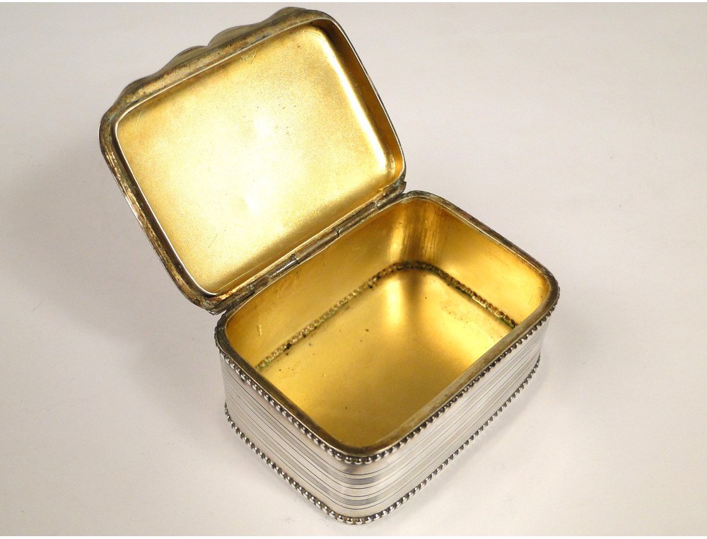 Silver box, decorated with pearls, Napoleon III nineteenth