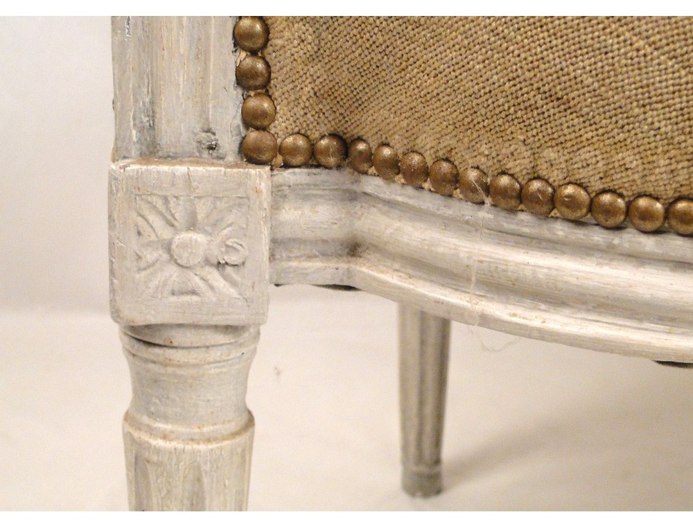 Office chair Louis XVI lacquered wood carved, decorated with jewels