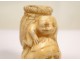 Netsuke carved ivory figure with wicker basket and Asian frog, Japan, nineteenth