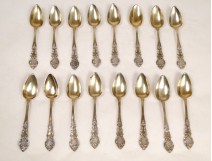 16 silver teaspoons, Napoleon III nineteenth