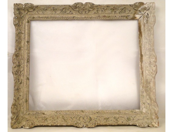 Cadre photo rectangulaire en bois sculpté - photo enfant ancienne - début XXe Doré/Marron/Transparent