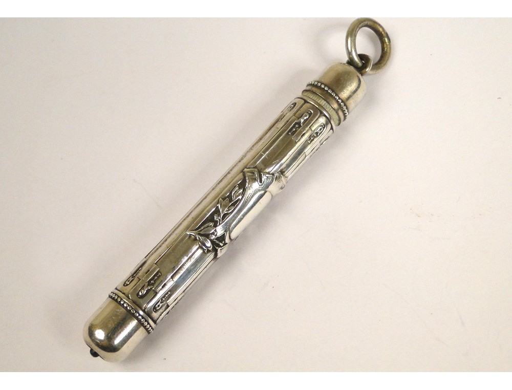 Porte-plume Miniature En Argent Massif Et Vermeil Pour Chatelaine - Objet Vintage De Collection