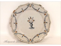 Earthenware Plate of Nevers, Flowers, eighteenth