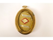 Reliquary oval gold metal pendant, dedicated to Saint Louis de Montfort, nineteenth
