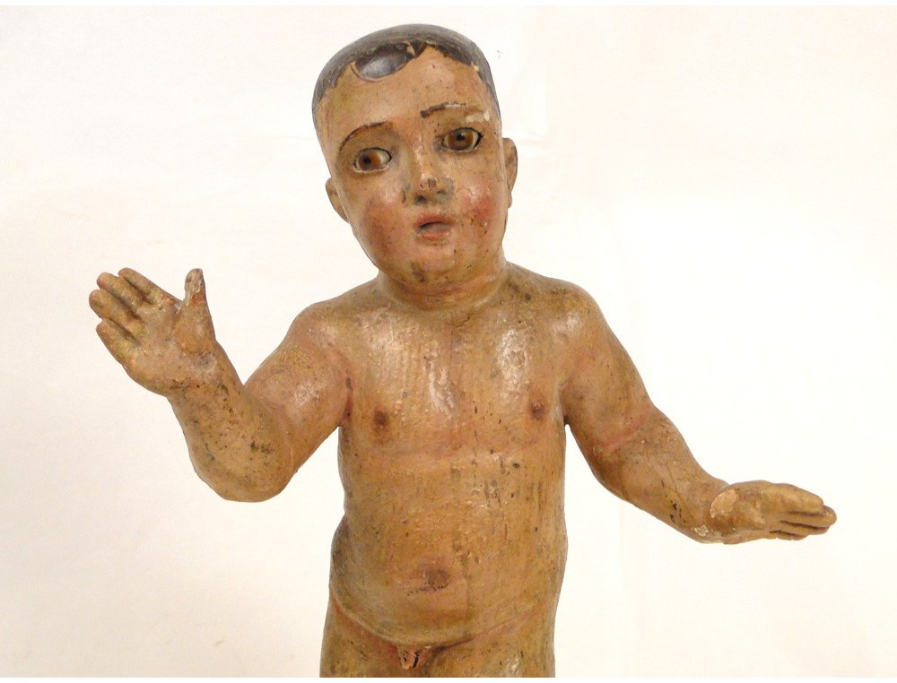 Sculpture, carved wooden polychrome Child Jesus, Italy, 18th