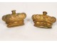Pair elements decoration, gilt bronze, crowns, XIX
