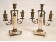 Pair Louis XVI chandeliers, marble and brass nineteenth