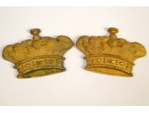 Pair of gilded bronze wreaths, decorative elements, XIX